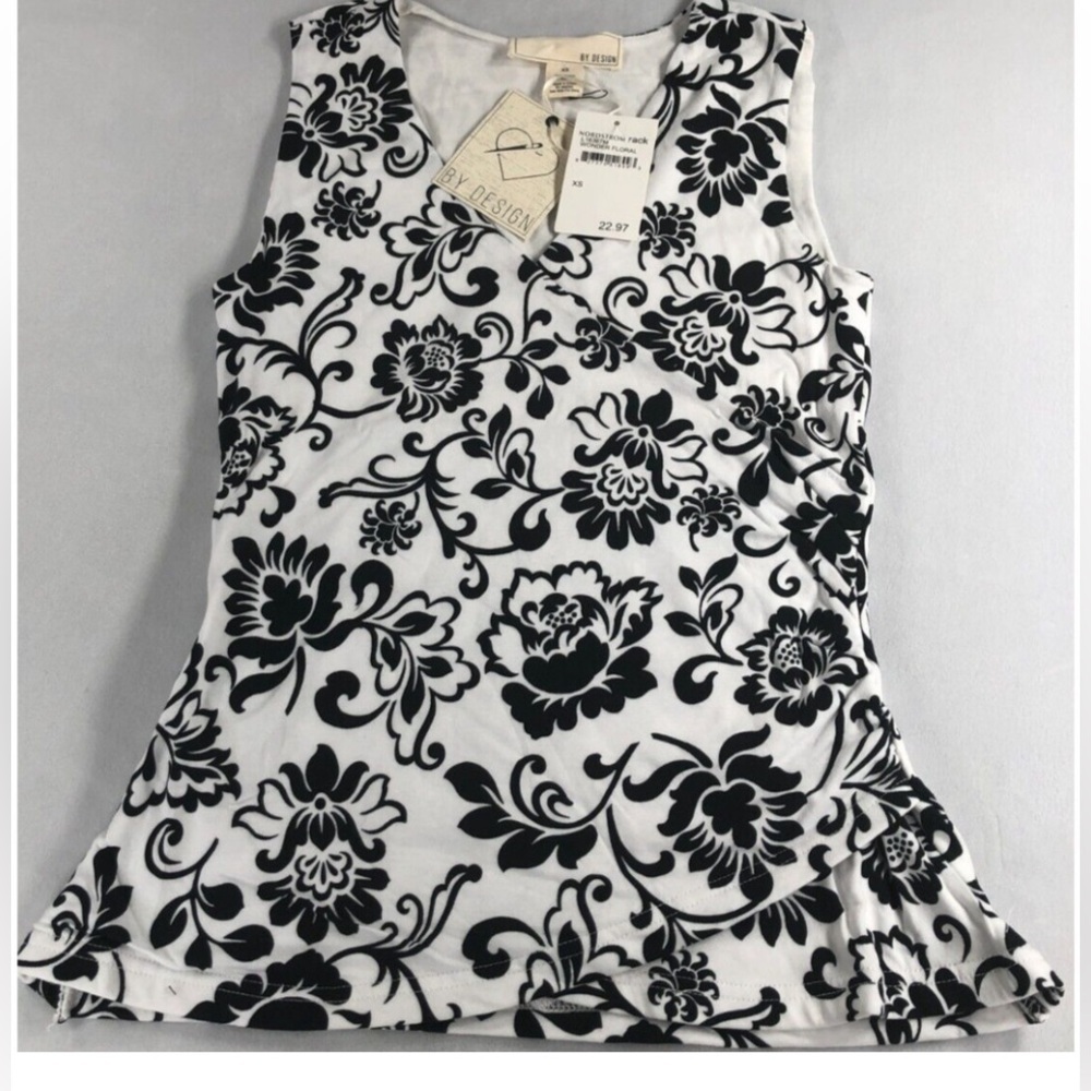 $15sale  by Design Nordstrom Floral Ruched Surplice Sleeveless Top Large White B